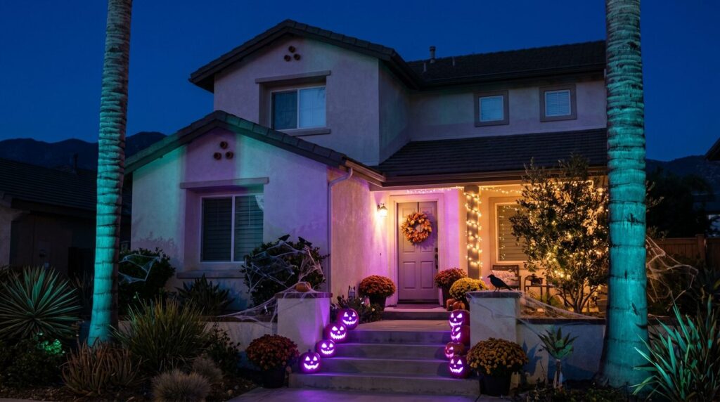 The Purple-and-Teal Glow: Modern Halloween Lighting in Glendora